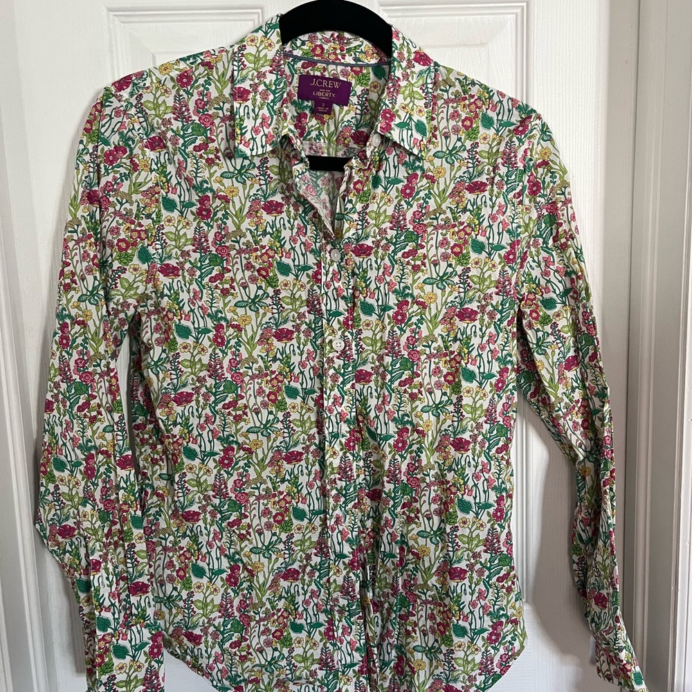 J. Crew Liberty of London Pink & Green Floral Print